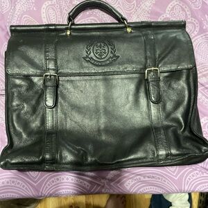 Euro Design Black Leather Laptop Bag/Satchel